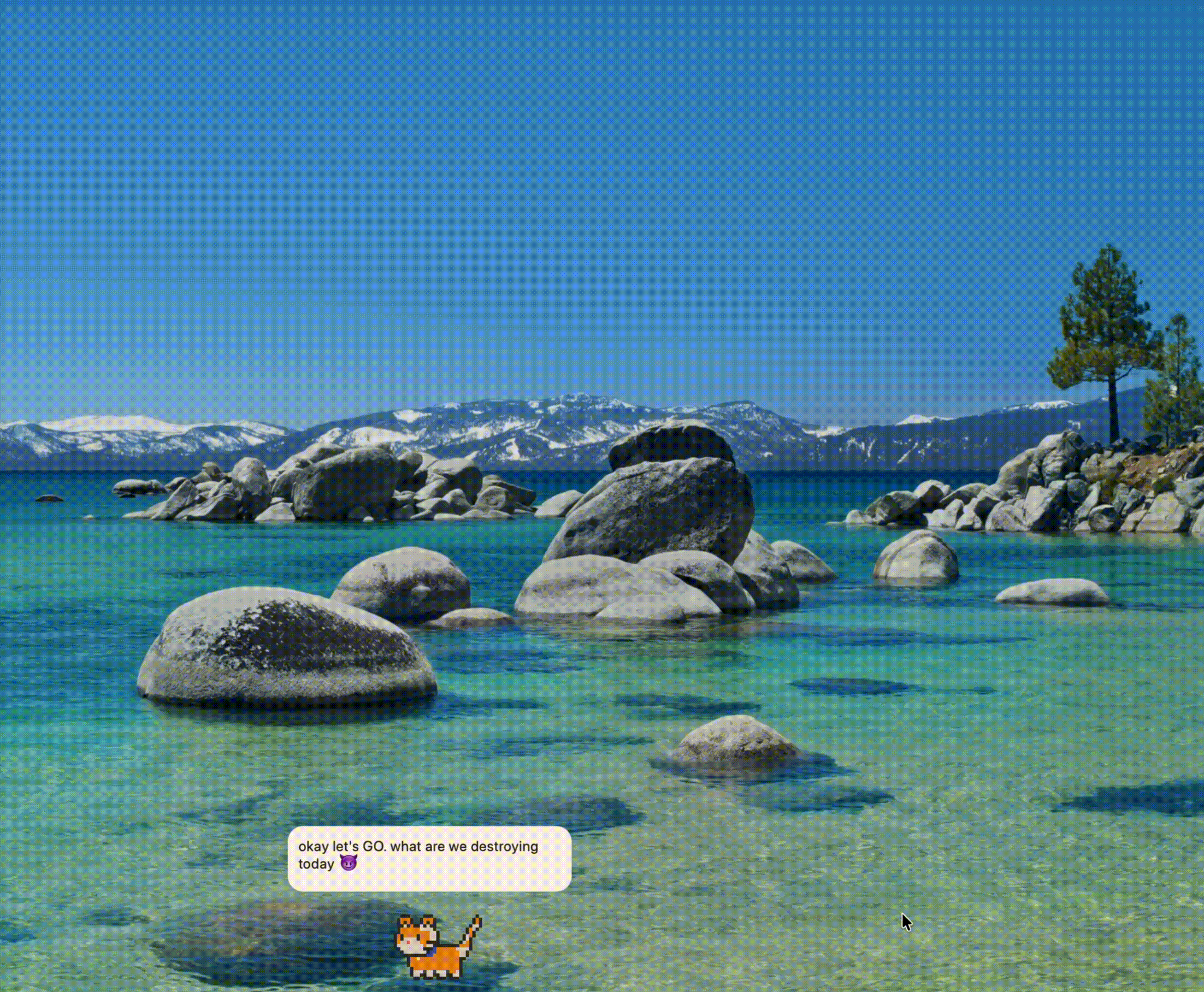 Mewtwo on desktop saying hello