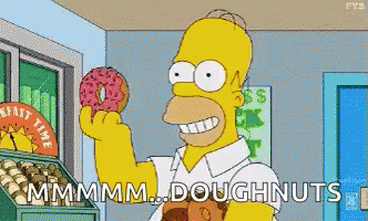 Homer Simpson with donuts