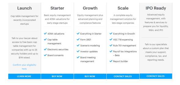 Carta pricing page